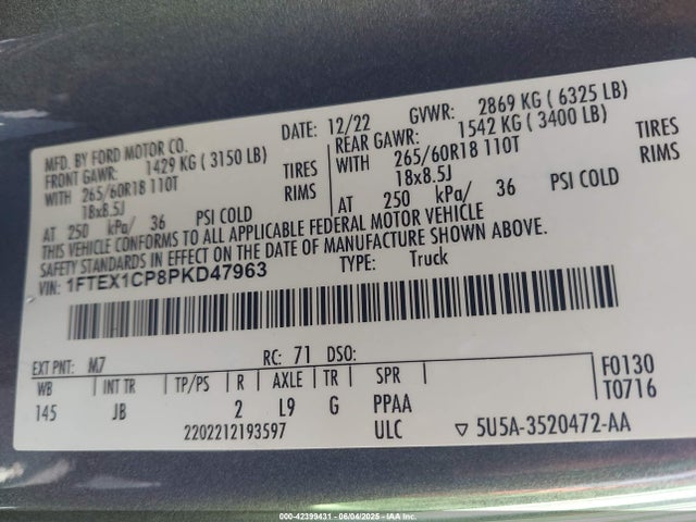Ford 2.7l-4v 2023 1FTEX1CP8PKD47963 Image 9