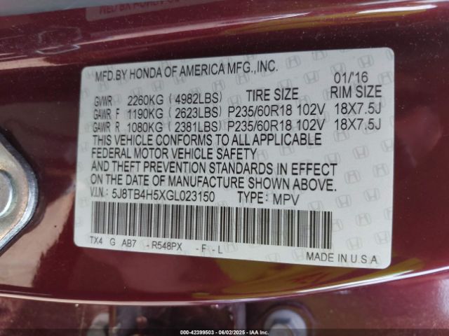 2016 ACURA RDX 5J8TB4H5XGL023150 Photo 8