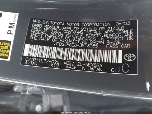 JTDS4MCE8P3518085 Toyota COROLLA SE