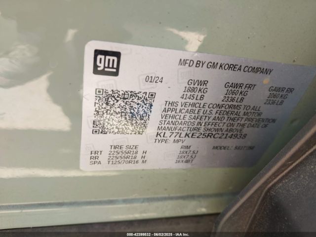 2024 CHEVROLET TRAX KL77LKE25RC214938 Photo 8