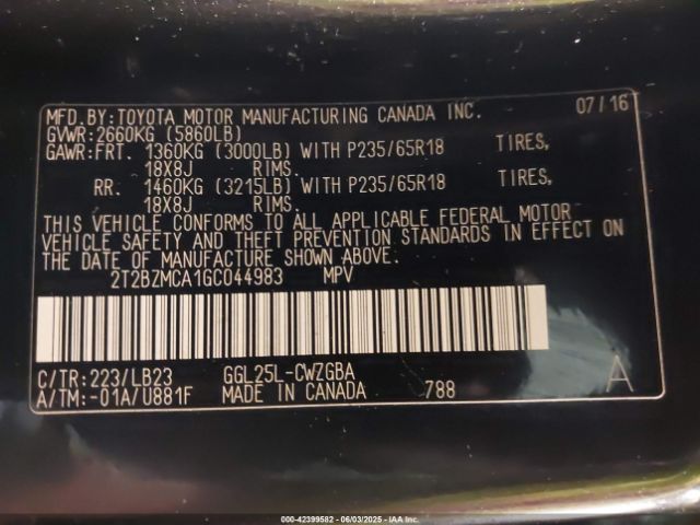 2016 LEXUS RX 350 2T2BZMCA1GC044983 Photo 8