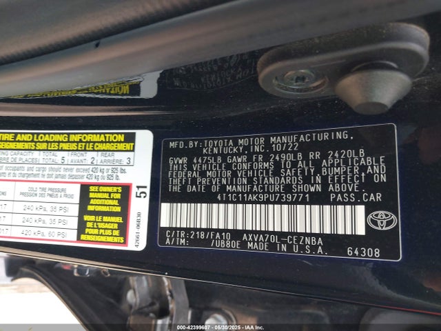 4T1C11AK9PU739771 Toyota a25a-fks