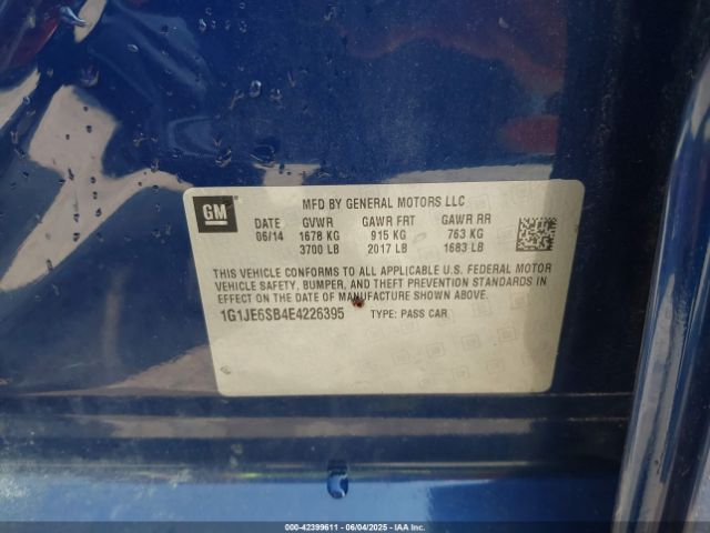 1G1JE6SB4E4226395 Chevrolet Sonic Ltz Auto