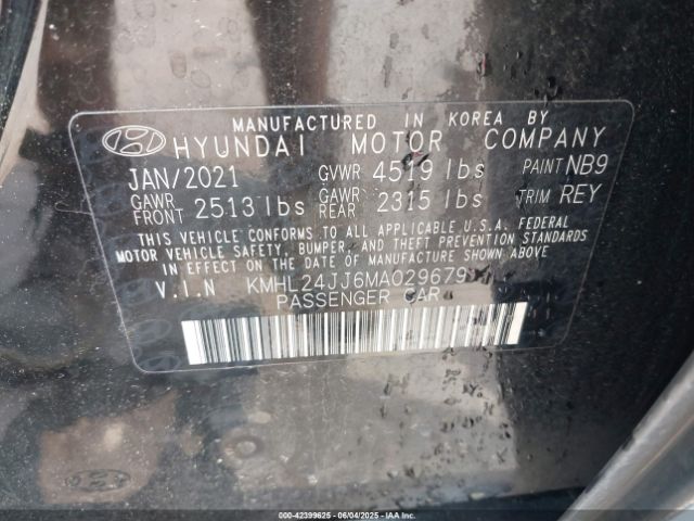 2021 HYUNDAI SONATA KMHL24JJ6MA029679 Photo 8