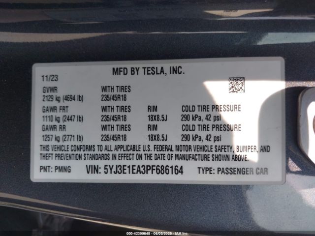2023 TESLA MODEL 3 5YJ3E1EA3PF686164 Photo 8
