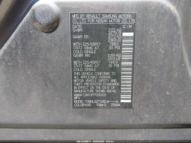 KNMAT2MV3FP519203 Nissan 2015