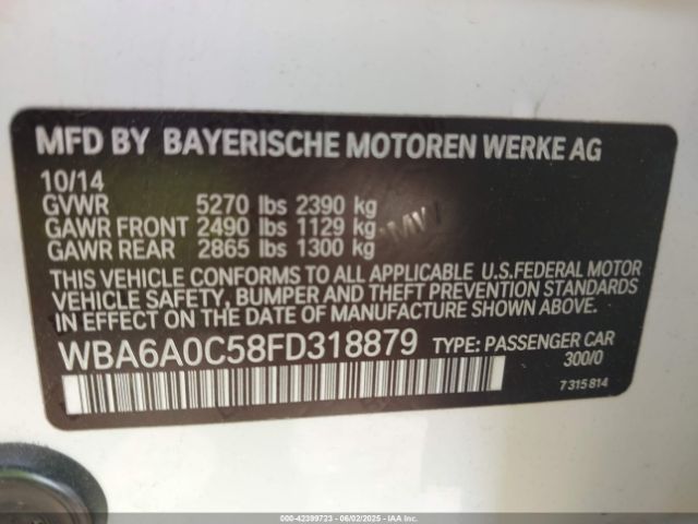 2015 BMW 640I GRAN COUPE WBA6A0C58FD318879 Photo 8