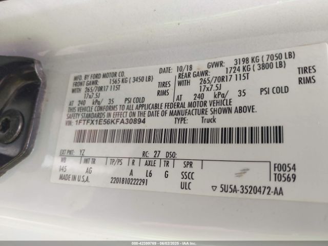 1FTFX1E56KFA30894 Ford F-150 Xl