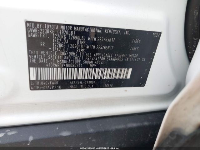 2022 TOYOTA RAV4 HYBRID 4T3RWRFV4NU080211 Photo 8