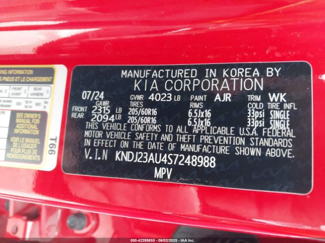 KNDJ23AU4S7248988 KIA SOUL LX