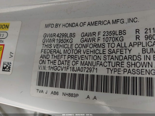 1HGCV1F18JA072971 Honda ACCORD LX