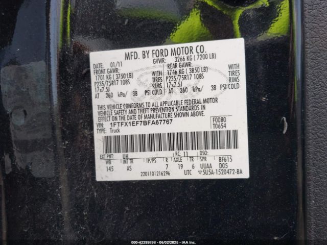 2011 FORD F-150 1FTFX1EF7BFA67767 Photo 8