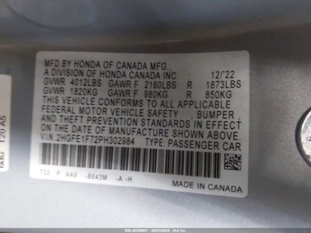 2HGFE1F72PH302984 Honda l15b7