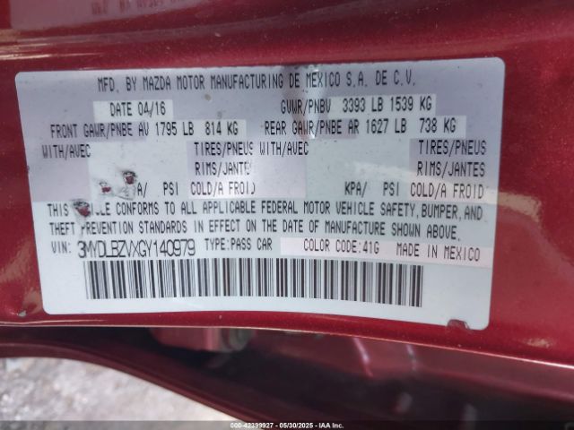 3MYDLBZVXGY140979 Scion p5v