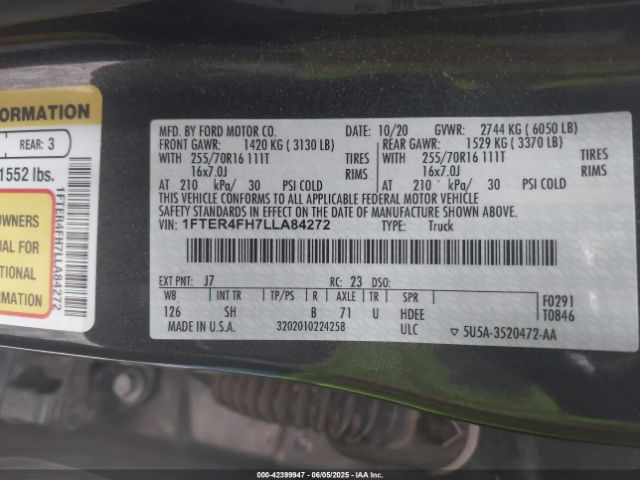 2020 FORD RANGER 1FTER4FH7LLA84272 Photo 8