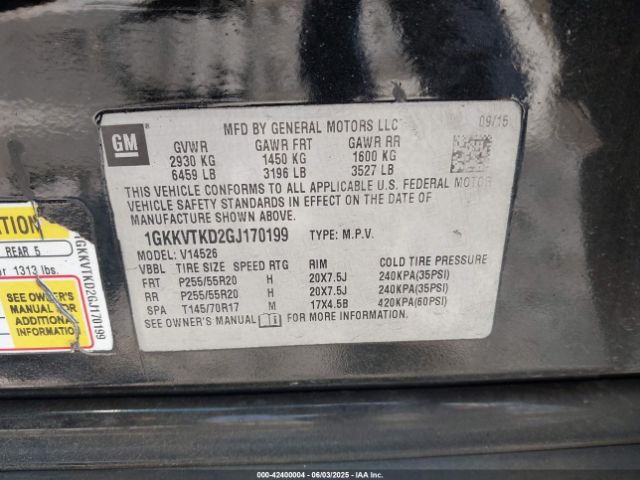 1GKKVTKD2GJ170199 GMC Acadia Denali
