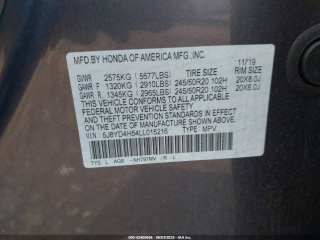 2020 ACURA MDX 5J8YD4H54LL015216 Photo 8