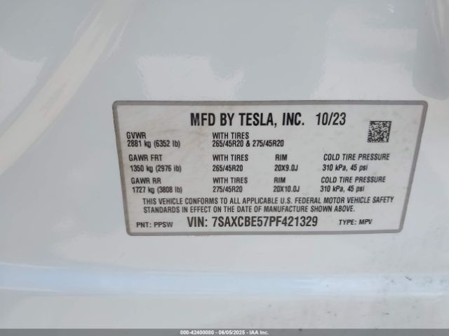 2023 TESLA MODEL X 7SAXCBE57PF421329 Photo 8