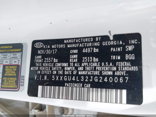 5XXGU4L32JG240067 KIA gdi
