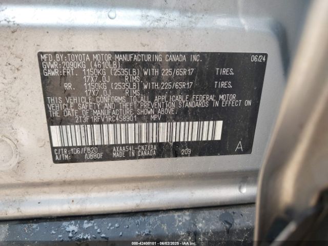 2T3F1RFV1RC458901 Toyota RAV4 LE