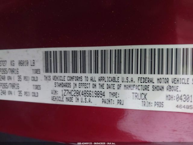 2008 MITSUBISHI RAIDER 1Z7HC28K48S619894 Photo 8