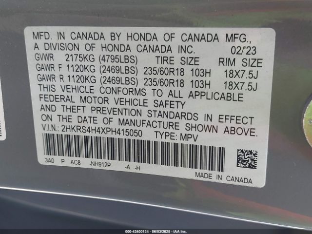 2023 HONDA CR-V 2HKRS4H4XPH415050 Photo 8
