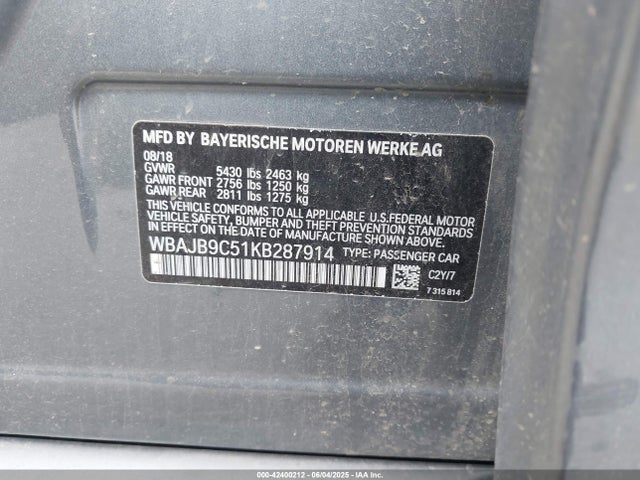 WBAJB9C51KB287914 BMW m550i