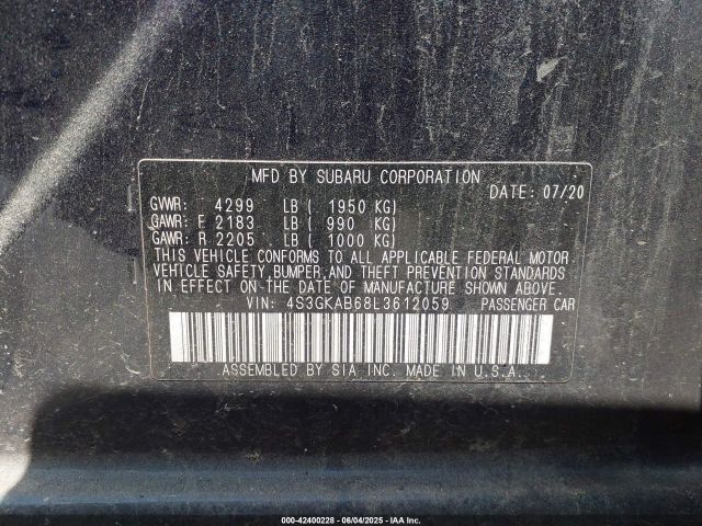 2020 SUBARU IMPREZA 4S3GKAB68L3612059 Photo 8