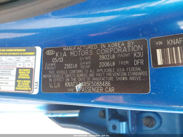 KNAFX4A85E5088486 KIA FORTE EX
