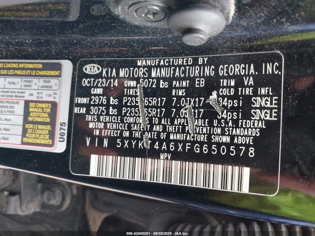 5XYKT4A6XFG650578 KIA dohc t-gdi theta-ii