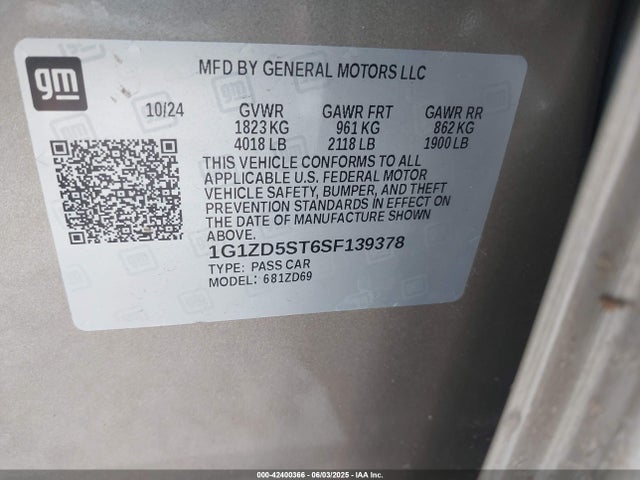 Chevrolet lfv 2025 1G1ZD5ST6SF139378 Image 9