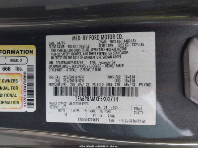 2015 FORD MUSTANG 1FA6P8AMXF5402714 Photo 8