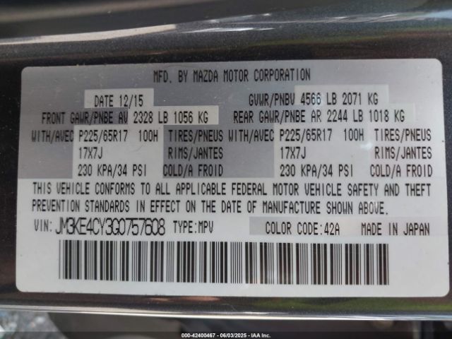 JM3KE4CY3G0757608 Mazda Cx-5 Touring