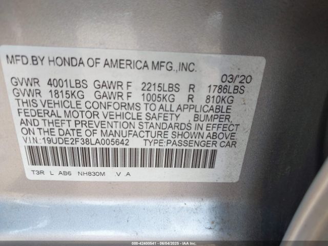 2020 ACURA ILX 19UDE2F38LA005642 Photo 8