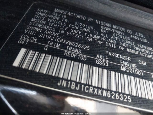 JN1BJ1CRXKW626325 Nissan Rogue Sport Sv