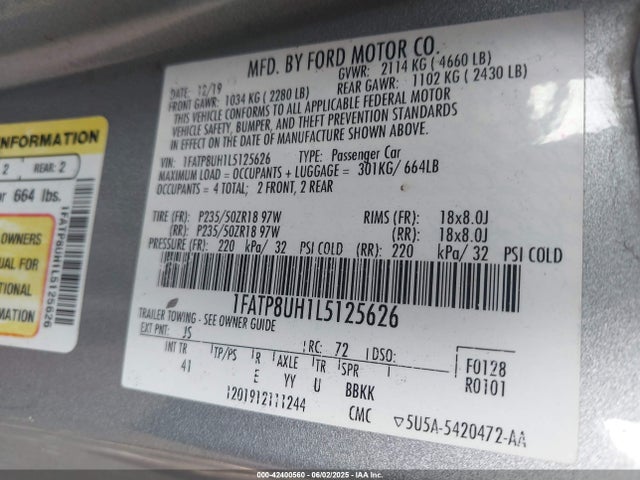 Ford 2020 2020 1FATP8UH1L5125626 Image 9