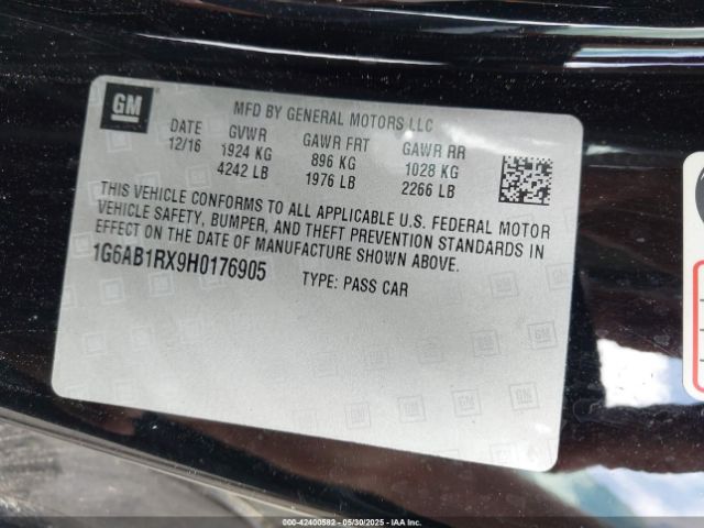 1G6AB1RX9H0176905 Cadillac ATS LUXURY