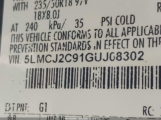 5LMCJ2C91GUJ08302 Lincoln 2016