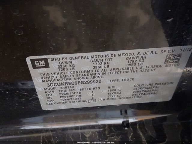3GCUKREC6EG299922 Chevrolet Silverado 1500 2lt
