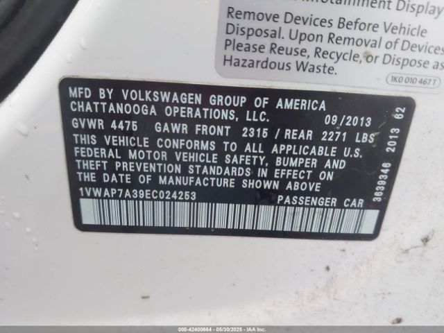 1VWAP7A39EC024253 Volkswagen Passat 2.5l S