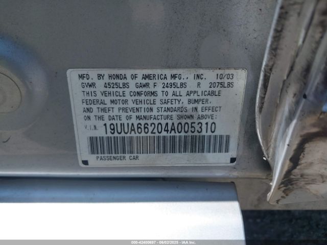 2004 ACURA TL 19UUA66204A005310 Photo 8