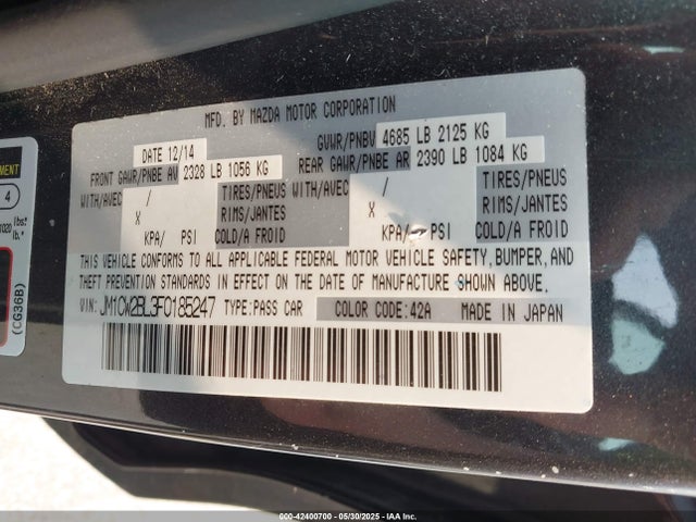 Mazda l5x 2015 JM1CW2BL3F0185247 Image 9