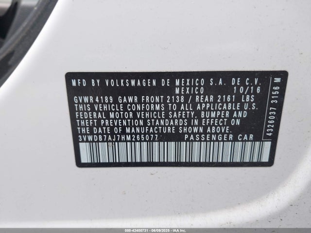 Volkswagen 1.4 tsi 2017 3VWDB7AJ7HM265077 Image 9