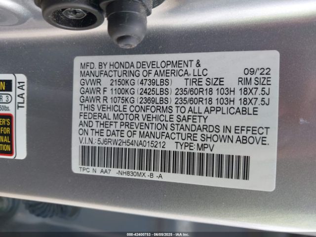 2022 HONDA CR-V 5J6RW2H54NA015212 Photo 8