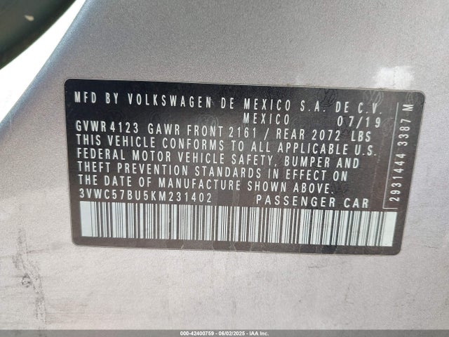 3VWC57BU5KM231402 Volkswagen 1.4 tsi