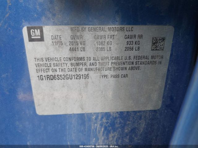 1G1RD6S52GU129196 Chevrolet Volt Premier