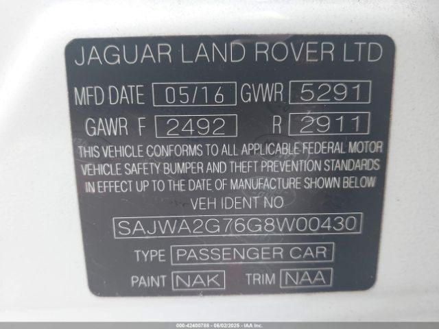 2016 JAGUAR XJ SAJWA2G76G8W00430 Photo 8