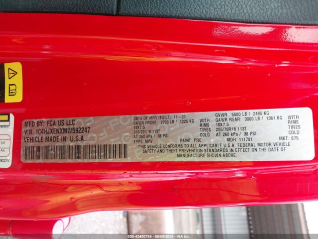 2021 JEEP WRANGLER UNLIMITED 1C4HJXENXMW592247 Photo 8