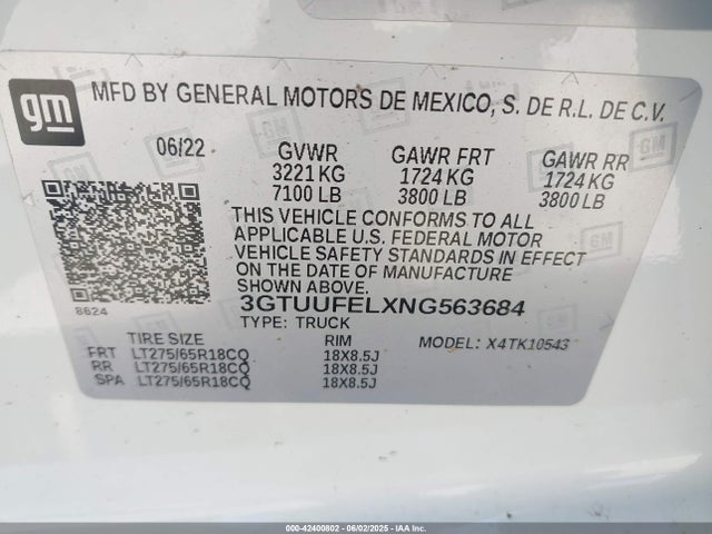 3GTUUFELXNG563684 GMC l87