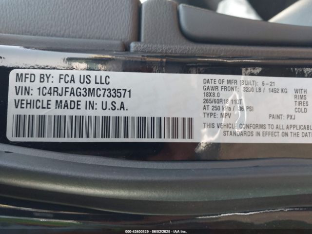 2021 JEEP GRAND CHEROKEE 1C4RJFAG3MC733571 Photo 8
